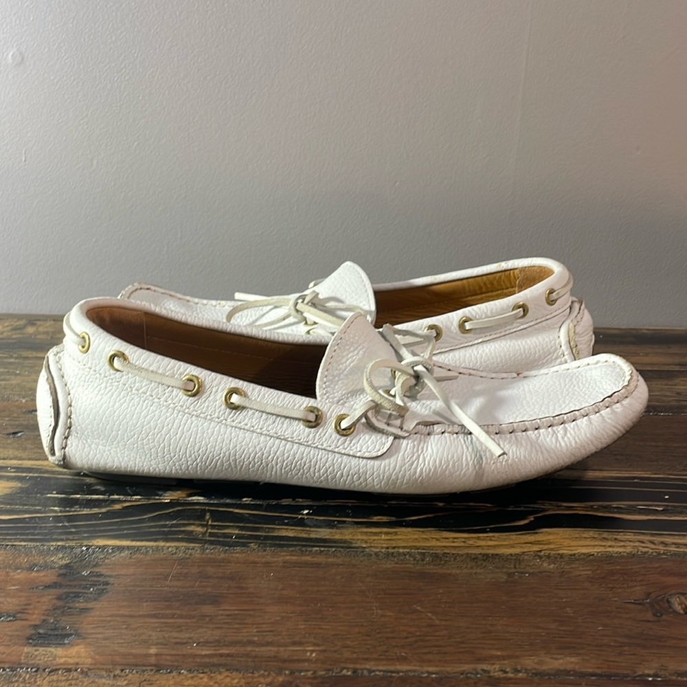 Zara men white boat shoes leather size 9 made in Portugal